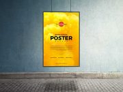 Hanging Portrait Mode Poster & Frame PSD Mockup
