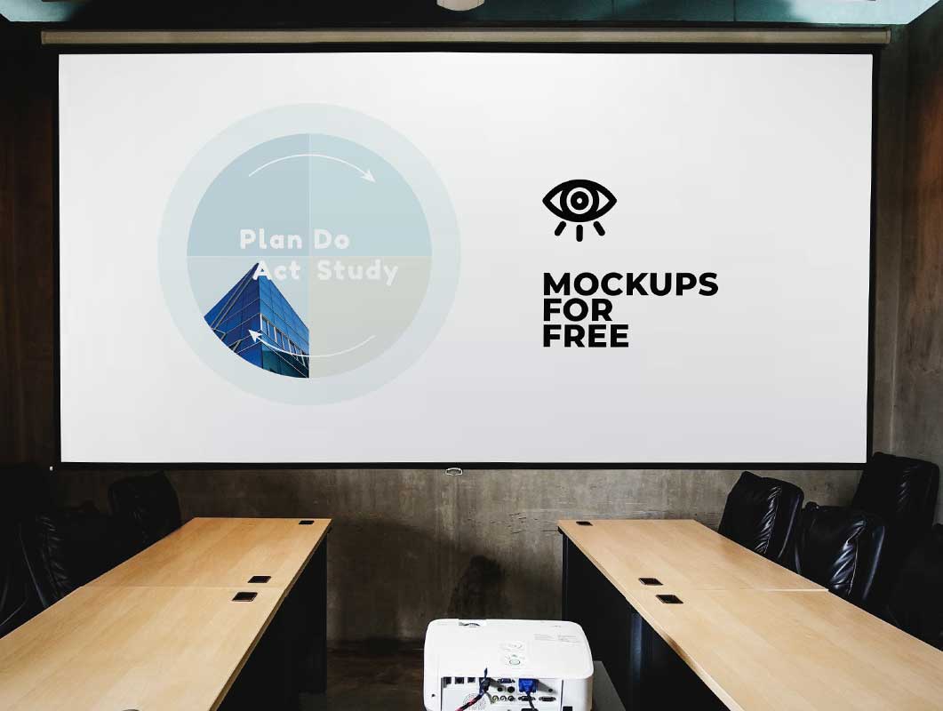 Conference Room Projector & Screen PSD Mockup