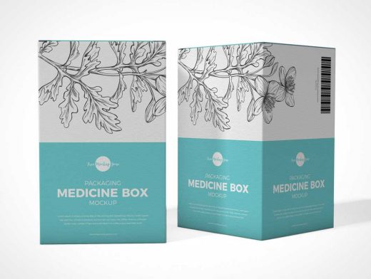 Cosmetic & Medicine Box Packaging PSD Mockup