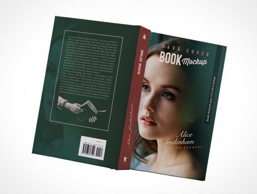 Paperback Novel Back Cover Face Down & Spine PSD Mockup