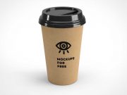 Recycled Paper Coffee Cup & Plastic Lid PSD Mockup