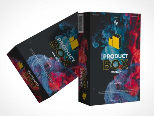 Software Product Box Packaging PSD Mockup