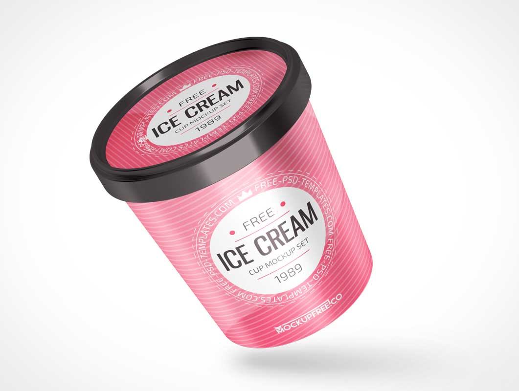 Flat Lid Ice Cream Container Tub PSD Mockup
