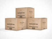 Recycled Cardboard Moving Boxes PSD Mockups