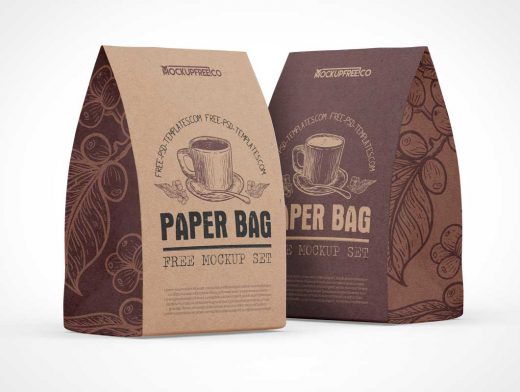 Recycled Kraft Paper Lunch Bag PSD Mockup