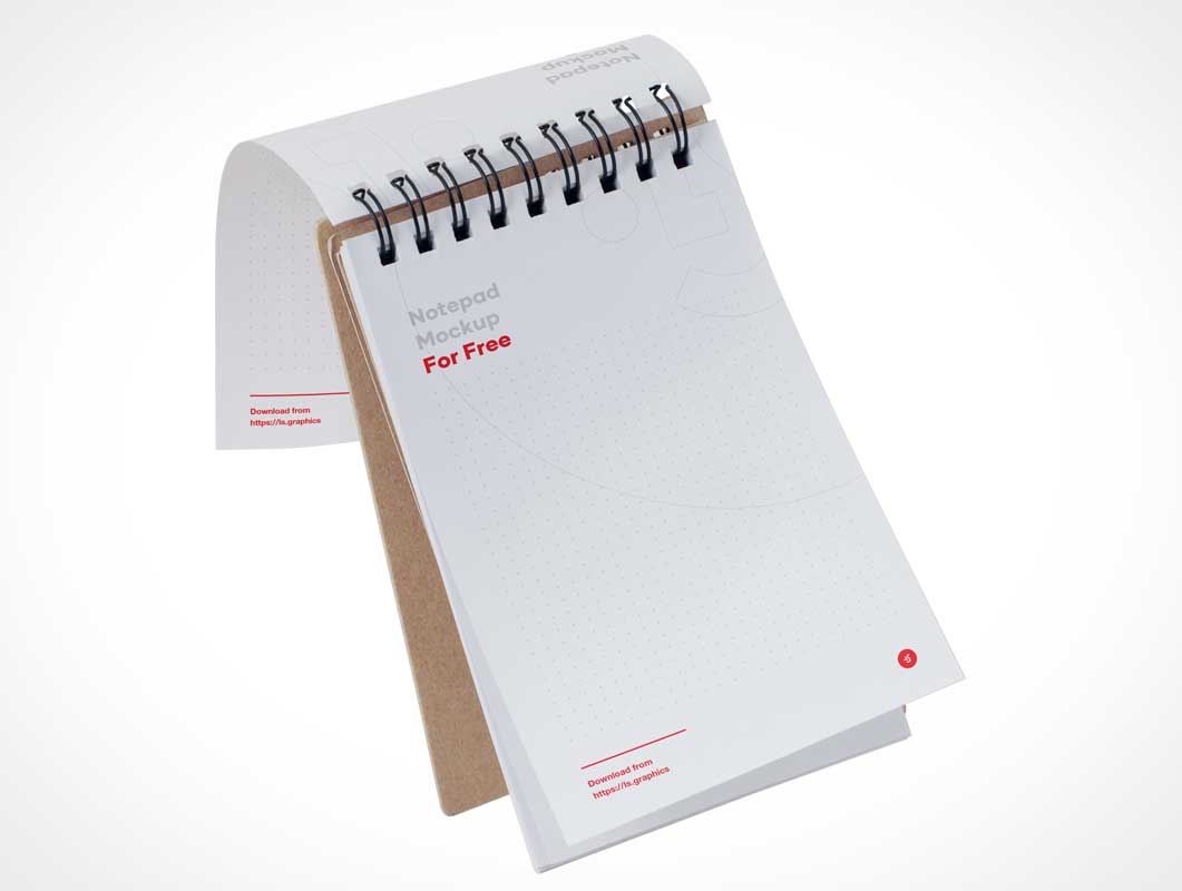 Spiral Bound Notepad & Perforated Lined Paper PSD Mockup