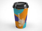 16oz Recycled Paper Coffee Cup & Plastic Lid PSD Mockup