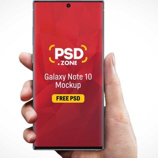 Hand-Held Android Galaxy Note Smartphone PSD Mockup
