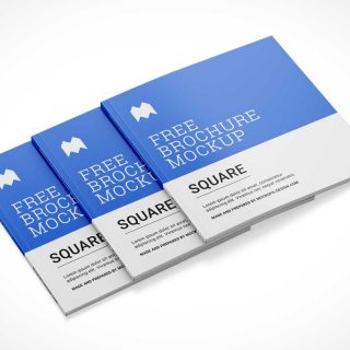 Stacked Square Brochure Booklets PSD Mockup