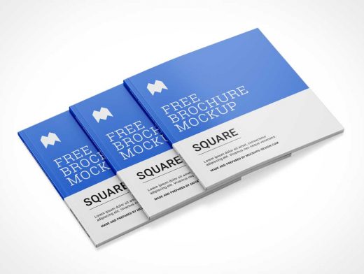 Stacked Square Brochure Booklets PSD Mockup