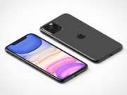 iPhone 11 Pro Isometric View Front Display & Back Cameras PSD Mockup