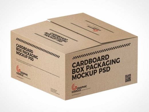 Cardboard Shipping Box PSD Mockup
