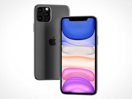 Floating iPhone 11 Pro Max Display & Back Cover PSDMockups