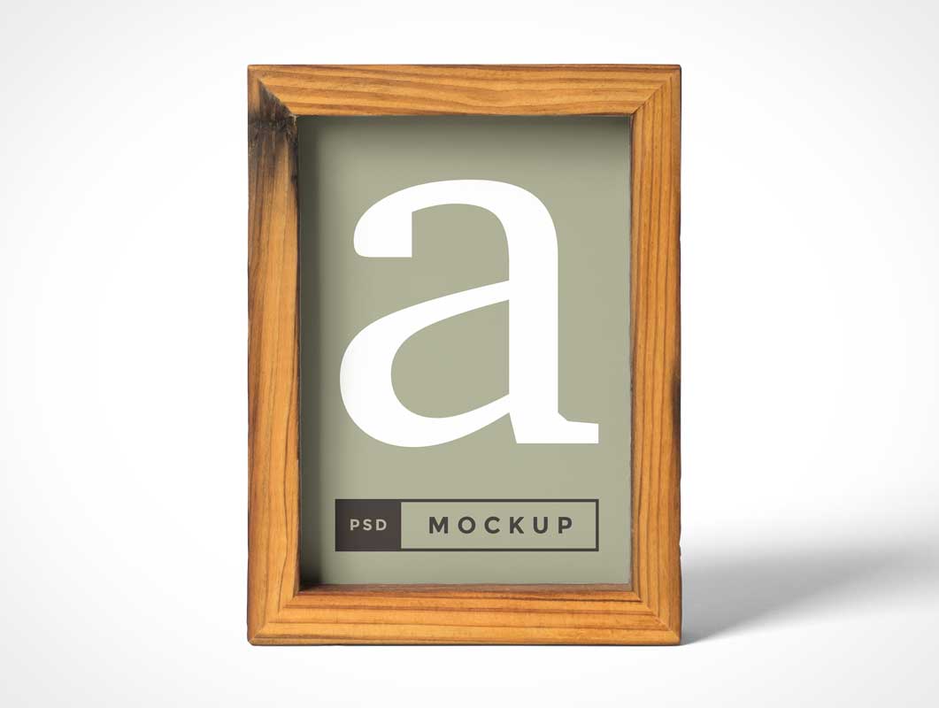 Wooden Picture Frame PSD Mockup