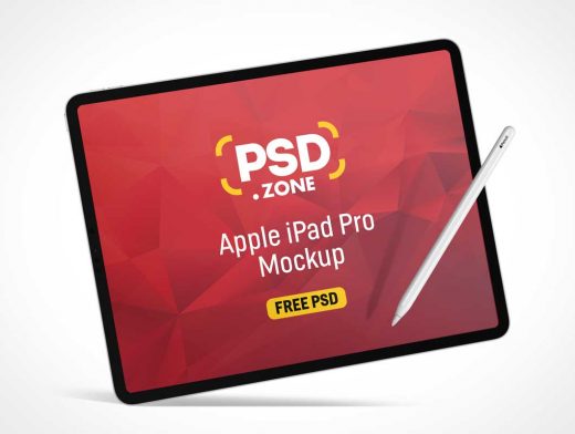 iPad Pro Tablet & Stylus PSD Mockup