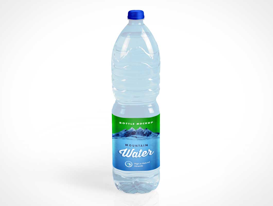 1L Mineral Water Plastic Bottle PSD Mockup