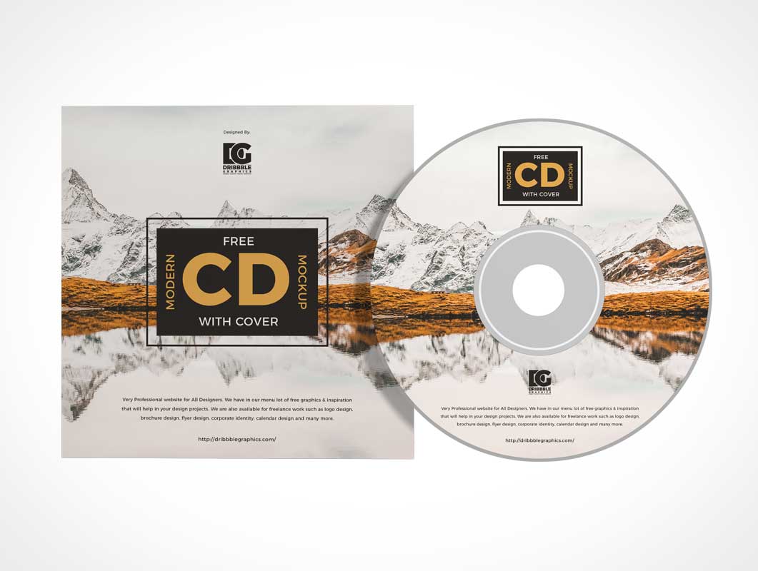 Compact Music CD & Sleeve Jacket PSD Mockup