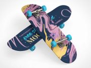 Skateboard Deck & Deck Decals PSD Mockup