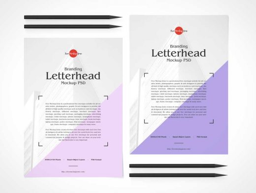 Stationery Letterhead A4 Paper & Stylus PSD Mockup