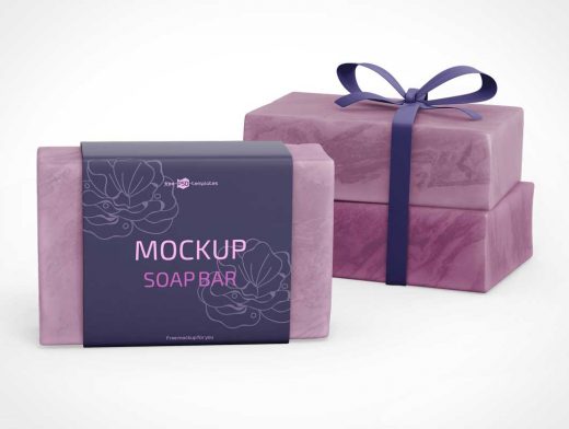 Cosmetic Soap Bar & Packaging PSD Mockup