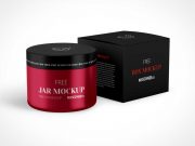 Wide Mouth Cosmetic Jar & Box Packaging PSD Mockup