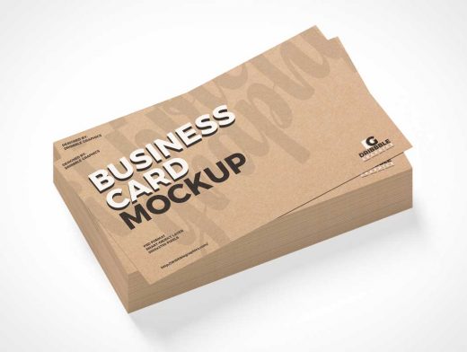 Branded Business Card Stack PSD Mockup