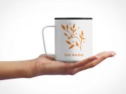 Hand Held Plastic Coffee Cup PSD Mockup