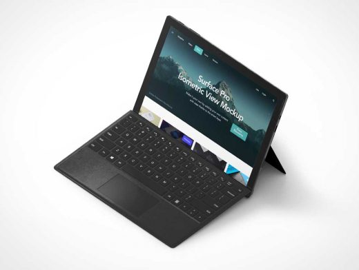 Microsoft Surface Pro Isometric PSD Mockup
