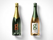 Champagne Glass Bottles PSD Mockup