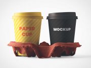 Coffee Cups & Carry Tray PSD Mockup