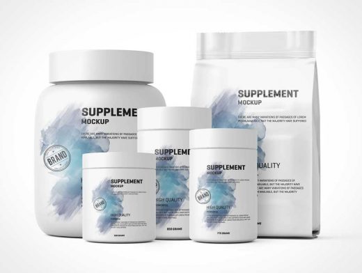 Protein Supplement Powder Containers PSD Mockup