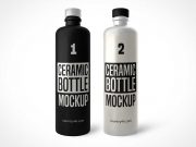 Straight Sided Ceramic Bottles PSD Mockup