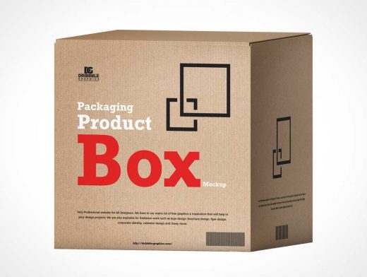 Square Cardboard Packaging Box PSD Mockup