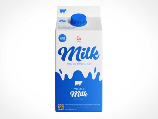Milk Carton & Pour Spout PSD Mockup