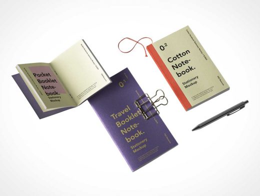 Notebook & Booklet Set PSD Mockup
