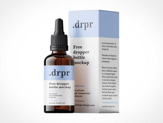 Eye-Dropper Bottle & Packaging PSD Mockup