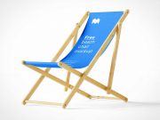 Folding Wooden Beach Sling Chair PSD Mockup