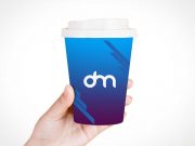 Hand Help Paper Coffee Cup & Sip Lid PSD Mockup