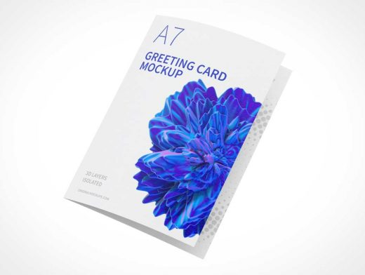 A7 Folded Greeting Card PSD Mockup