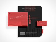 Branded Stationery Notebook & Business Card PSD Mockup