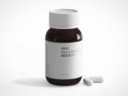 Dark Amber Glass Medicine Pill Bottle PSD Mockup