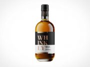 Glass Whisky Bottle & Brand Label PSD Mockup