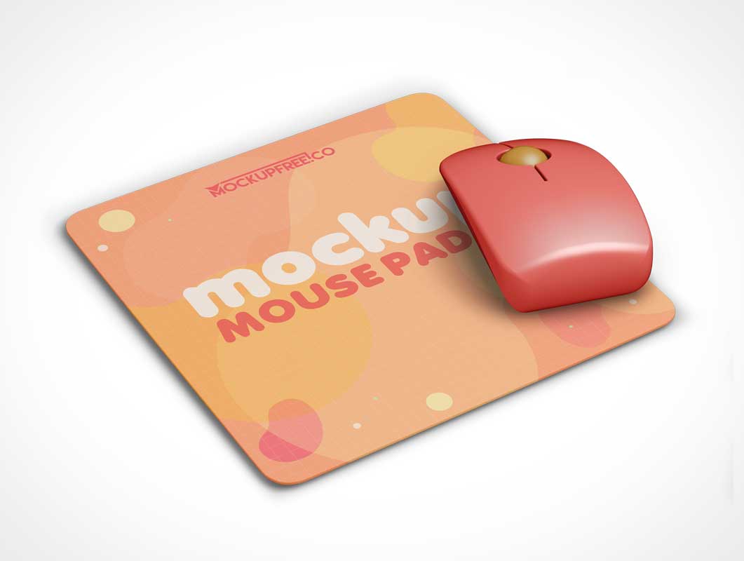 Wireless Mouse & Mousepad PSD Mockup