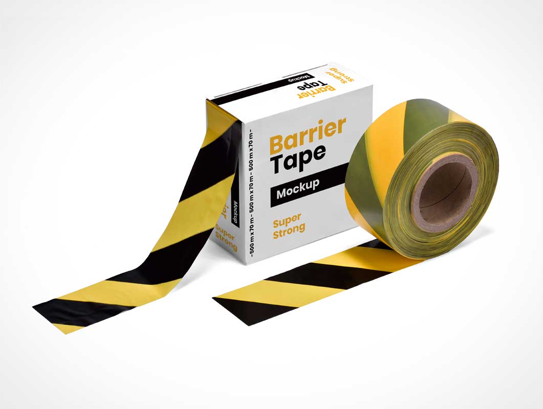 Barrier Tape Roll & Box PSD Mockup