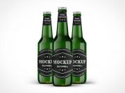 Green Glass Beer Bottles PSD Mockup