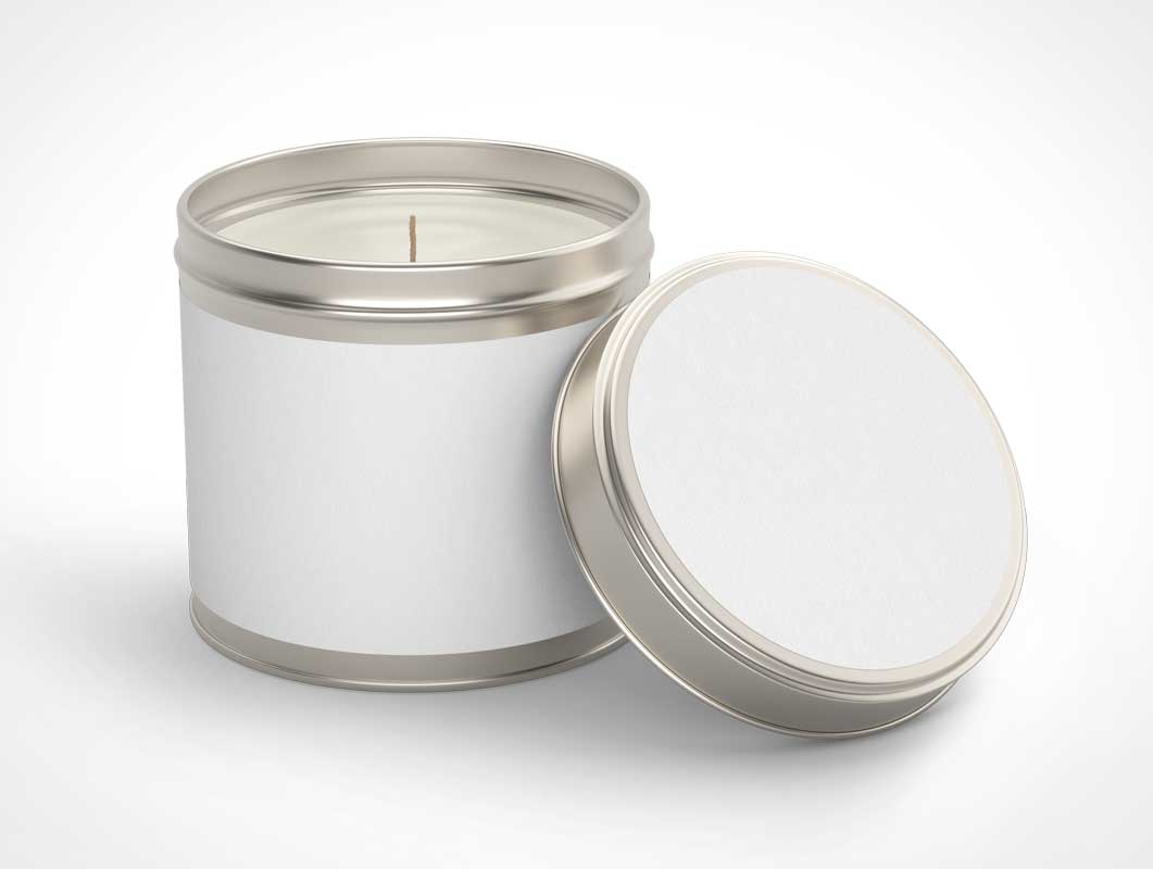 Wax Candle Tin Canister PSD Mockup