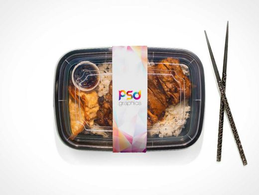 Microwavable Plastic Takeout Food Packaging PSD Mockup