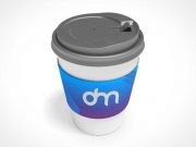 Sip-Through Coffee Cup & Heat Guard PSD Mockup