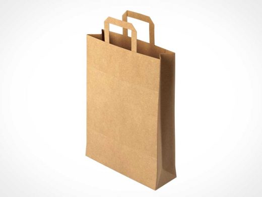 Brown Paper Shopping Bag & Handles PSD Mockup
