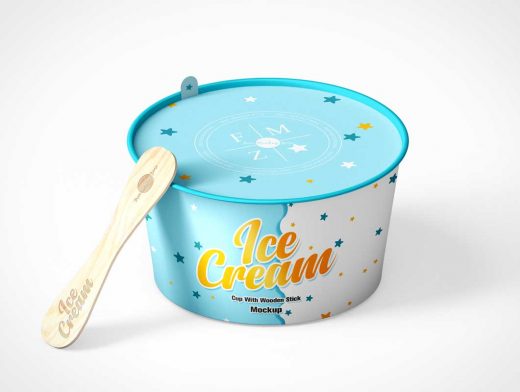 Ice Cream Cup & Spoon PSD Mockups